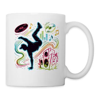 Breakdance Neon Style – Musique & Street Art - Mug blanc - blanc - Droite