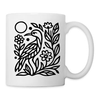Mystic Owl Silhouette with Nature Lines Artwork - Mug - white - Right