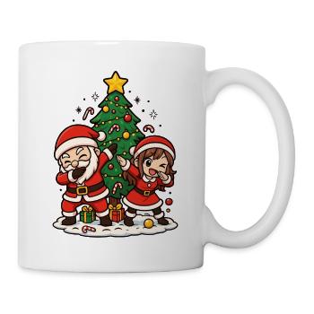 Dabbing Santa & Mrs Claus Kawaii Shirt - Tasse - Weiß - Rechts