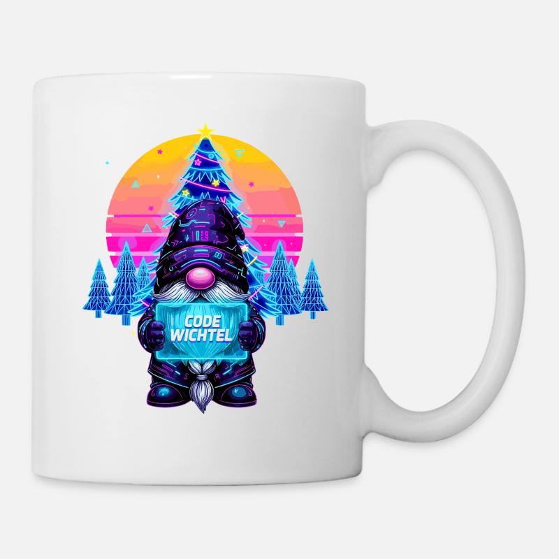 Cyberpunk Code Wichtel - Synthwave Xmas Nerd - Tasse - Weiß