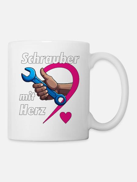 Schrauber mit HERZ - Tasse - Weiß
