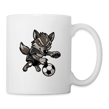 Wolfsoccer Animierter Wolf - Tasse - Weiß - Rechts