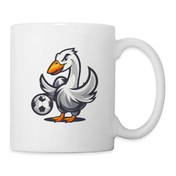 Ente mit Fußball Cartoon - Tasse - Weiß - Rechts