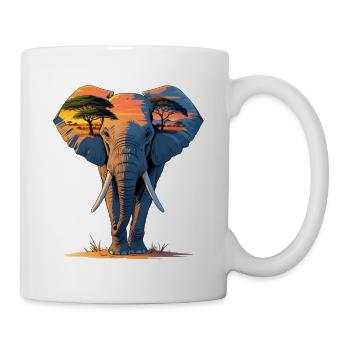 Elephant silhouette in sunset - Mug - white - Right