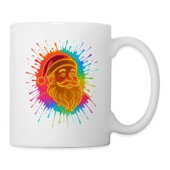 Neon Santa Farbsplash Weihnachts Shirt - Tasse - Weiß - Rechts
