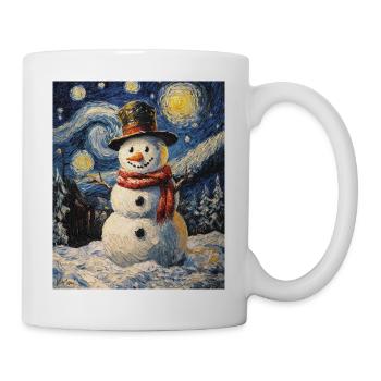 bonhomme de neige hiver neige van gogh nuit étoilée - Mug blanc - blanc - Droite