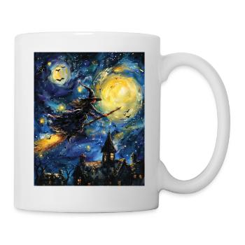 Sorcière Van Gogh Nuit étoilée - Mug blanc - blanc - Droite