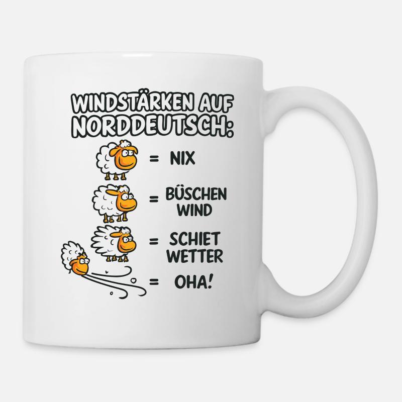 Norddeutsche Windstärken Schäfchen - Tasse - Weiß