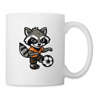 Waschbär Fußball-Maskottchen  - Tasse - Weiß - Rechts