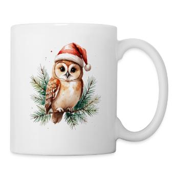Hibou de Noël au chapeau de Père Noël - Mug blanc - blanc - Droite