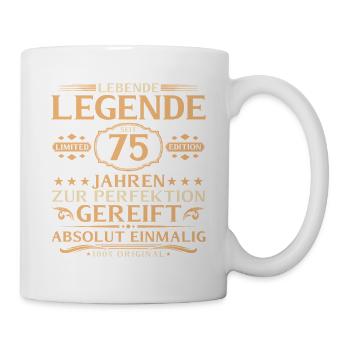 75. Geburtstag - Lebende Legende seit 75 Jahren - Tasse - Weiß - Rechts