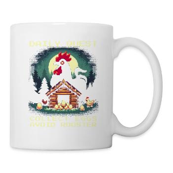 Tägliche Quest | Eier sammeln, Hahn meiden - Tasse - Weiß - Rechts