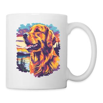 Farbiger Hund im Sonnenuntergang - Tasse - Weiß - Rechts