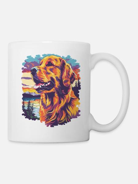 Chien de couleur au coucher du soleil - Mug blanc - blanc