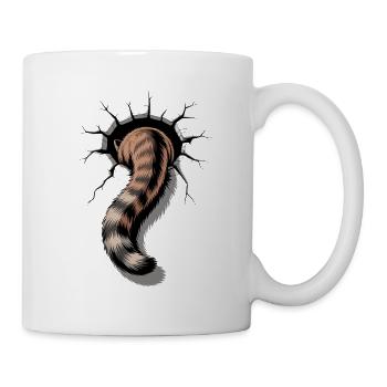Cat tail looks out of hole funny cat picture - Mug - white - Right