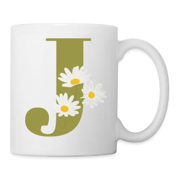 Lettre j vert marguerites - Mug blanc - blanc - Droite