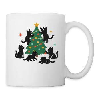 Chats de Noël amusants avec sapin de Noël décoré - Mug blanc - blanc - Droite