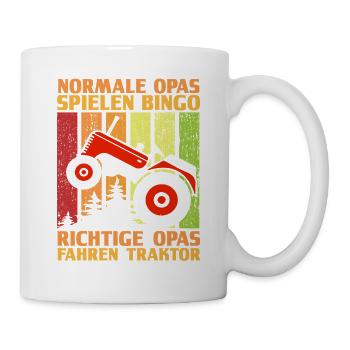 Landwirt Bauernhof Farmer Bauer Opa Großvater Trak - Tasse - Weiß - Rechts