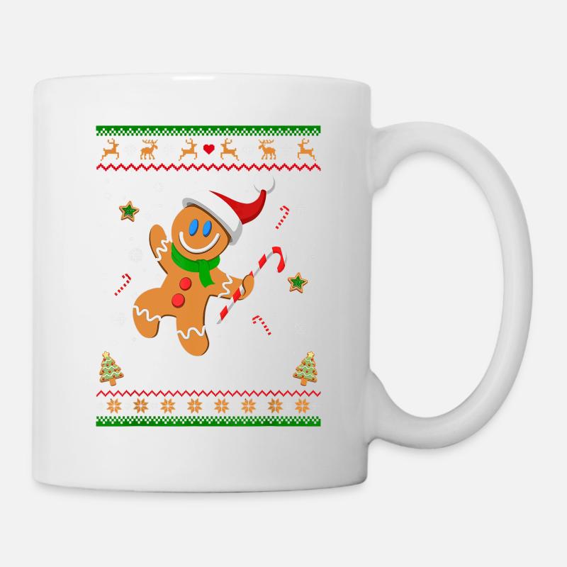 Hässliches Weihnachtspullover Lebkuchenmann Lustiges Geschenk - Tasse - Weiß