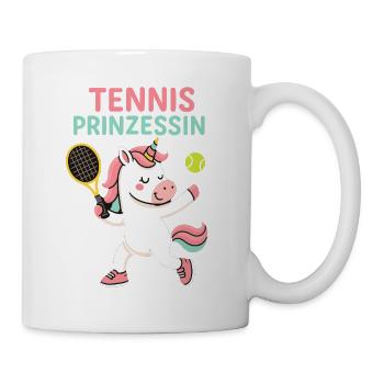 Tennis Prinzessin Einhorn Shirt für Mädchen - Tasse - Weiß - Rechts