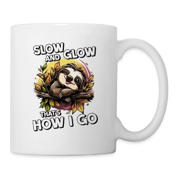 Slow and glow Bürohumor | Kollegen Geschenk Sloth - Tasse - Weiß - Rechts