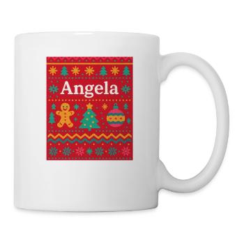 Festlicher Name Angela Hässlicher Weihnachtsstil, Weihnachten - Tasse - Weiß - Rechts