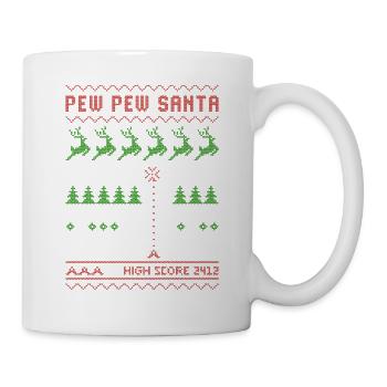 Pew Pew Santa | Ballerspiel | ugly christmas - Tasse - Weiß - Rechts