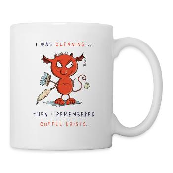 Le diable nettoie nettoie, le café existe - Mug blanc - blanc - Droite