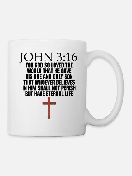 Johannes 3:16 Christelijke Kerk van de Getrouwen Johannes - Mok - wit