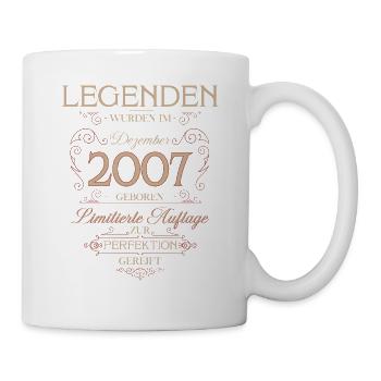 18. Geburtstag Legende Dezember Jahrgang 2007 - Tasse - Weiß - Rechts