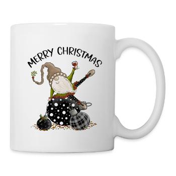 Weihnachtsgnom mit Christbaumkugeln - Tasse - Weiß - Rechts