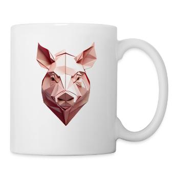 Low Poly Pig Head Pink - Mug - white - Right