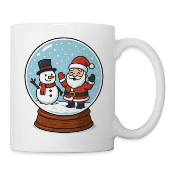 La magie de la boule à neige : le Père Noël et le bonhomme de neige - Mug blanc - blanc - Droite