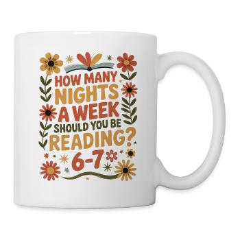 Reading motivation 6-7 nights retro flowers - Mug - white - Right