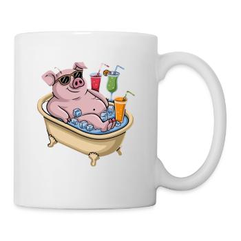Entspannendes Schwein Im Bad Mit Cocktails - Tasse - Weiß - Rechts