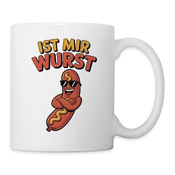 Ist mir Wurst – coole Wurst mit Spruch - Tasse - Weiß - Rechts