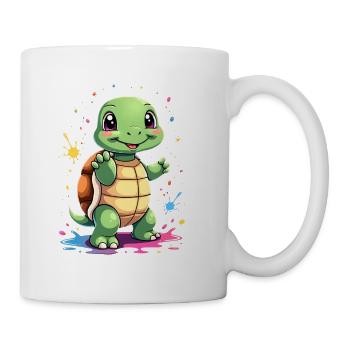 Schildkröte Farbspritzer Spaß - Tasse - Weiß - Rechts
