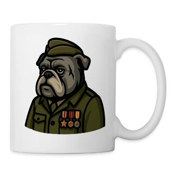 Bulldogge Veteran mit Medaillen Militär Maskottchen Kunst - Tasse - Weiß - Rechts