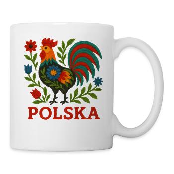 Polska Folk Stickerei Hahn - Tasse - Weiß - Rechts