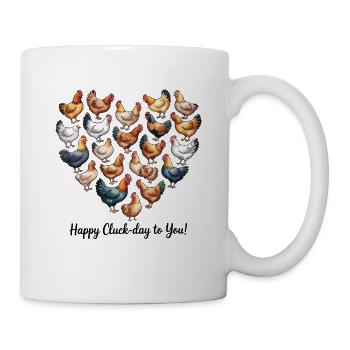 Happy Cluck-day Chickens Heart Illustration - Mug - white - Right
