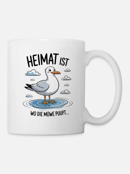 Heimat Ist Wo Die Möwe Pupt Lustiges Möwenmotiv - Tasse - Weiß