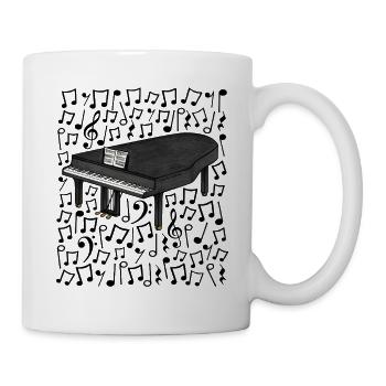 Grand Piano Musical Notes Pianist Music Teacher - Mug - white - Right