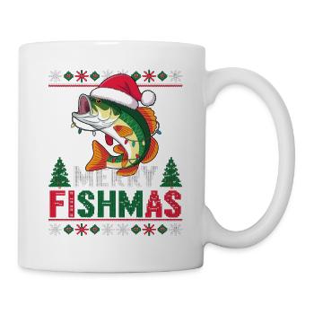 Merry Fishmas Angler Weihnachtsgeschenk Shirt - Tasse - Weiß - Rechts
