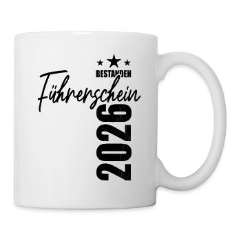 Führerschein bestanden 2026 - Prüfung - Erfolg - Tasse - Weiß - Rechts