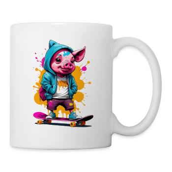 Pig Skate Streetwear Splash - Mug - white - Right
