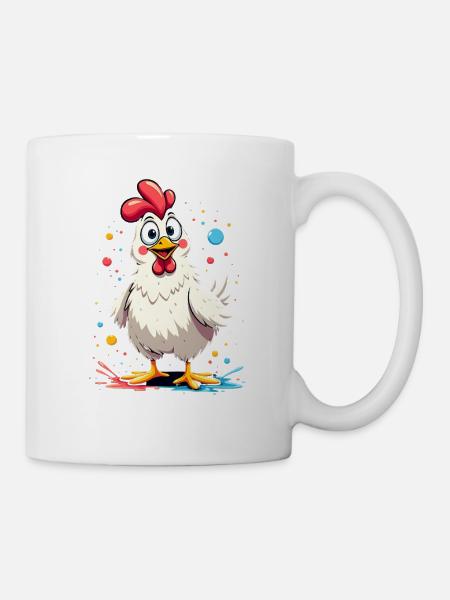 Kunterbuntes Huhn Motiv - Tasse - Weiß