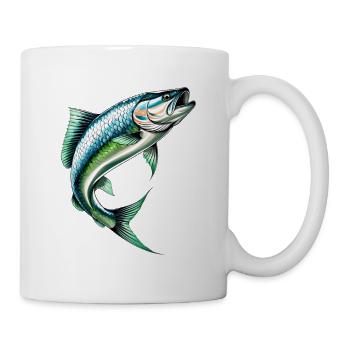 Jumping perch in green-blue - Mug - white - Right