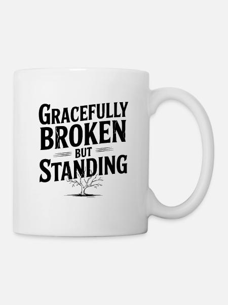Anmutig zerbrochen, aber stehend - Tasse - Weiß