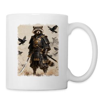 Samurai Raccoon, Anime Graphic Japanese Warrior - Mug - white - Right