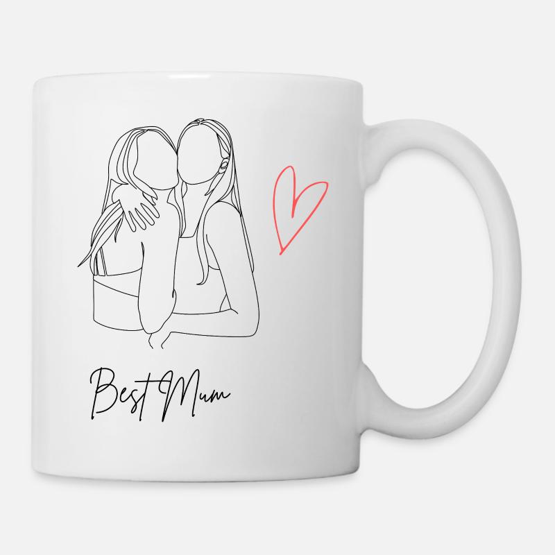 Beste Mama mit Herz - Best Mum - Tasse - Weiß